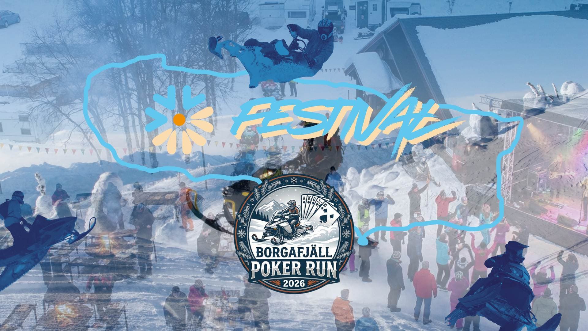 Deltagare och livemusik på området vid Borgafjäll PokerRun 2026